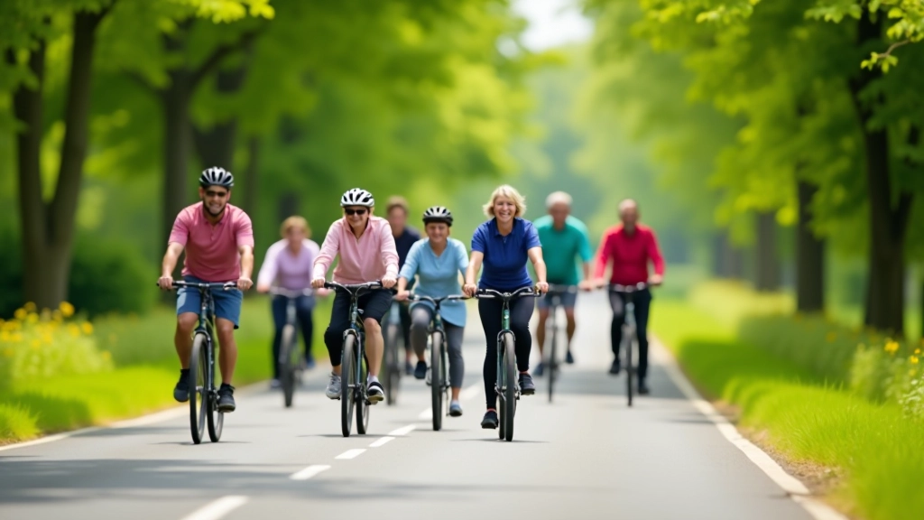 Community cycling group enjoying organized ride together on the Waterford to New Ross greenway